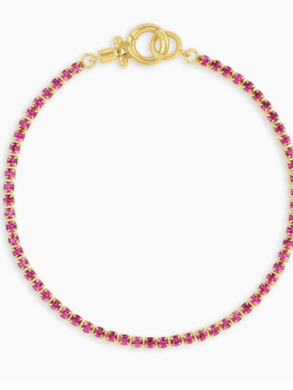Gorjana Rose Lexi Tennis Bracelet Sparkly Pink Rhinestones Gold Plated NWT